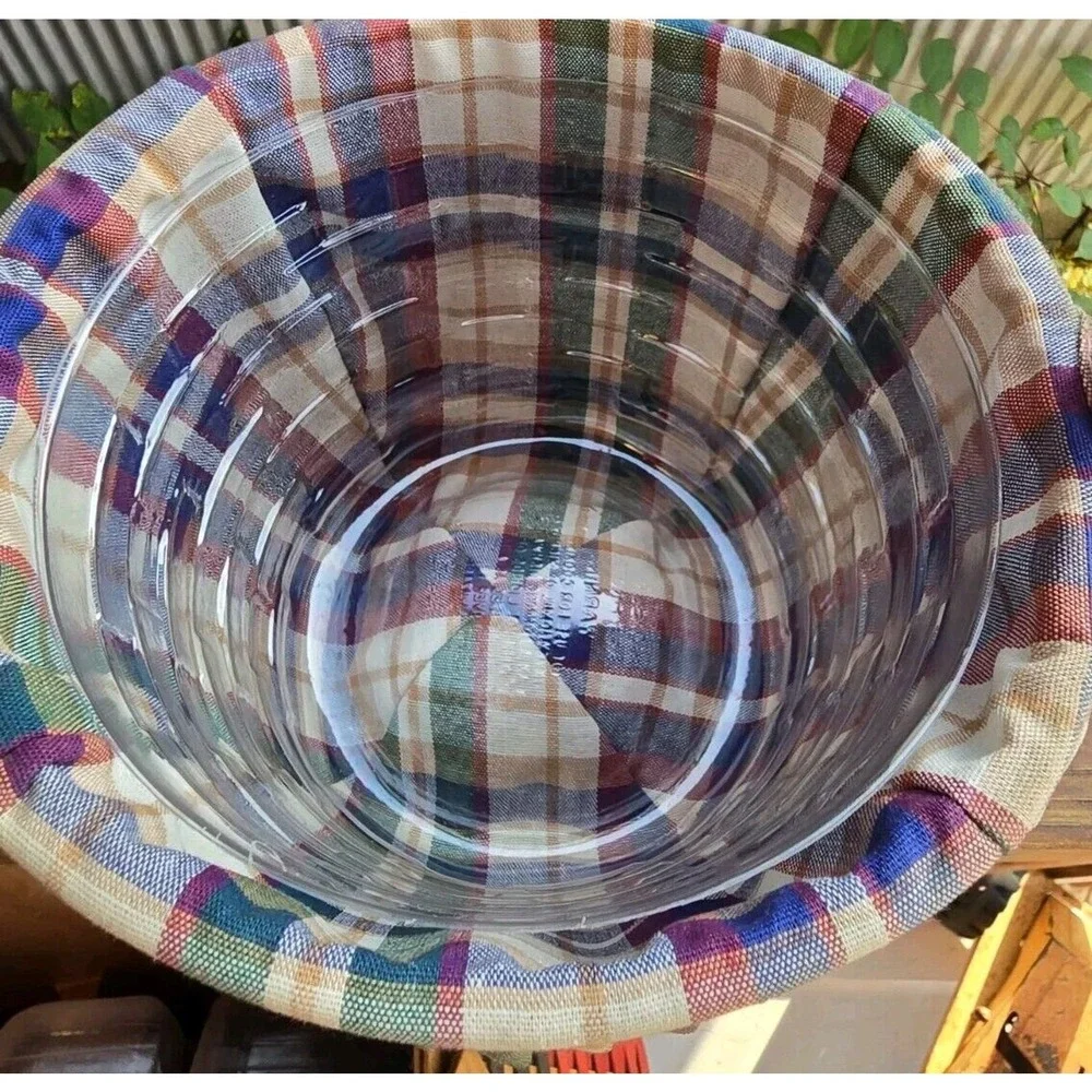 Longaberger Small Round‎ Fruit Basket Protector Fruit Medley Liner Lid Handle